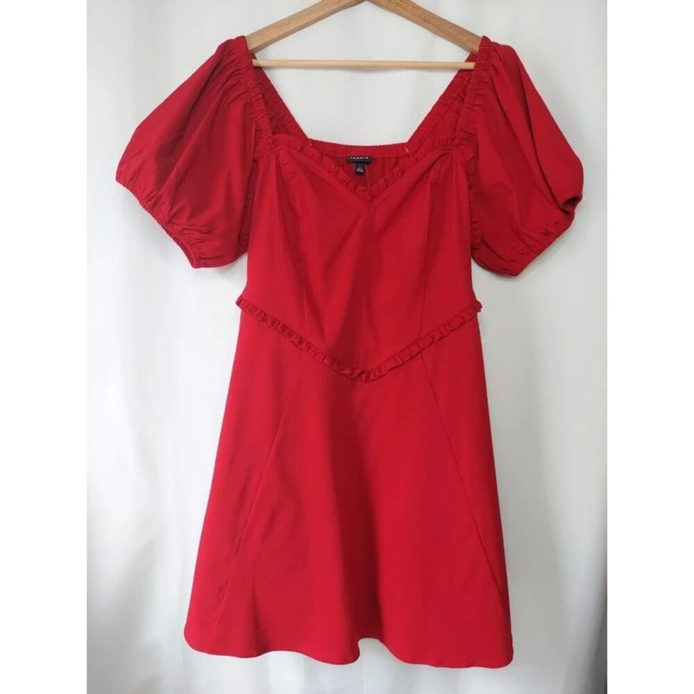 NEW Torrid Puff Sleeve Sweetheart Red Mini Dress 1